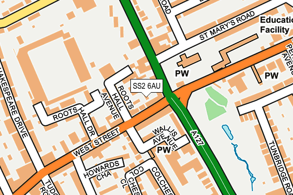 SS2 6AU map - OS OpenMap – Local (Ordnance Survey) SS2 6AU map - OS OpenMap – Local (Ordnance Survey)