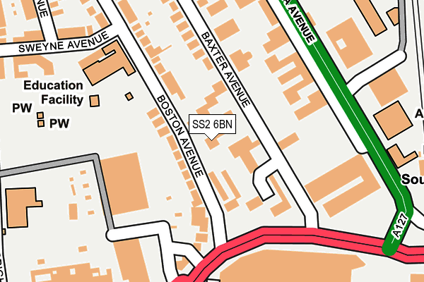 SS2 6BN map - OS OpenMap – Local (Ordnance Survey) SS2 6BN map - OS OpenMap – Local (Ordnance Survey)