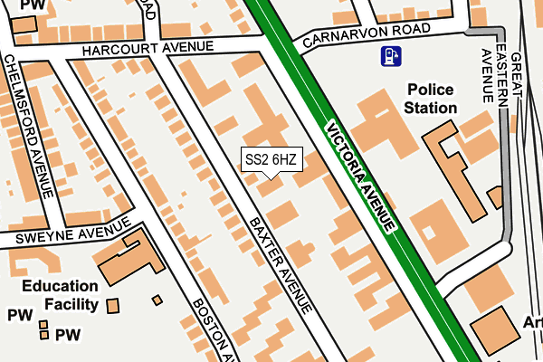 SS2 6HZ map - OS OpenMap – Local (Ordnance Survey)