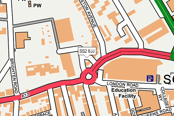SS2 6JJ map - OS OpenMap – Local (Ordnance Survey)