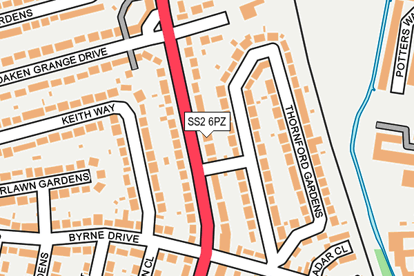 SS2 6PZ map - OS OpenMap – Local (Ordnance Survey) SS2 6PZ map - OS OpenMap – Local (Ordnance Survey)