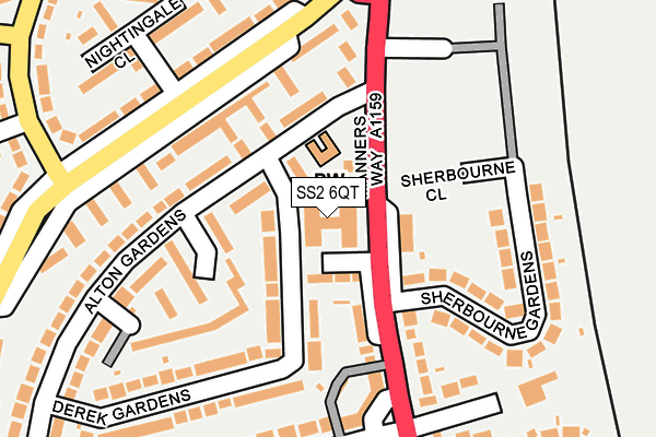 SS2 6QT map - OS OpenMap – Local (Ordnance Survey) SS2 6QT map - OS OpenMap – Local (Ordnance Survey)