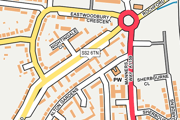 SS2 6TN map - OS OpenMap – Local (Ordnance Survey) SS2 6TN map - OS OpenMap – Local (Ordnance Survey)
