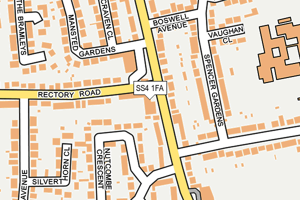 SS4 1FA map - OS OpenMap – Local (Ordnance Survey) SS4 1FA map - OS OpenMap – Local (Ordnance Survey)