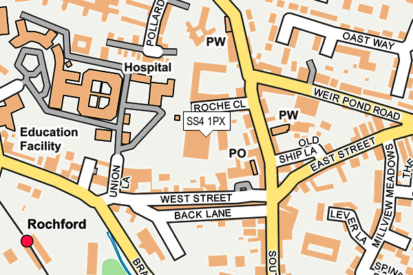 SS4 1PX map - OS OpenMap – Local (Ordnance Survey) SS4 1PX map - OS OpenMap – Local (Ordnance Survey)