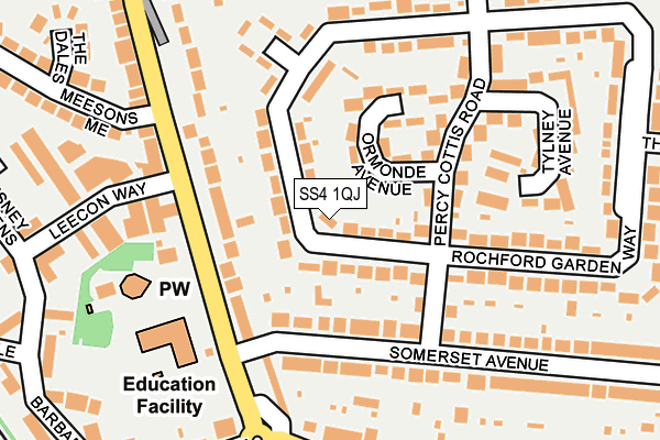 SS4 1QJ map - OS OpenMap – Local (Ordnance Survey) SS4 1QJ map - OS OpenMap – Local (Ordnance Survey)