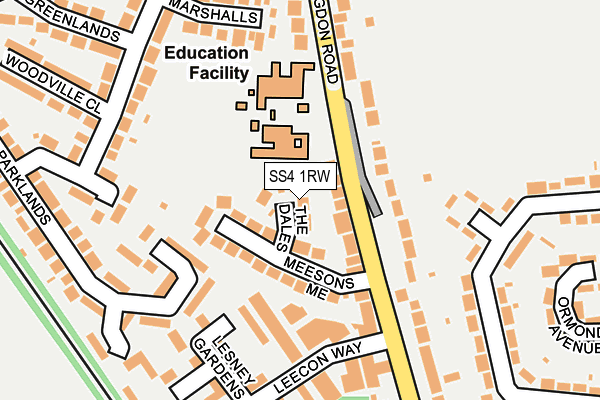 SS4 1RW map - OS OpenMap – Local (Ordnance Survey) SS4 1RW map - OS OpenMap – Local (Ordnance Survey)