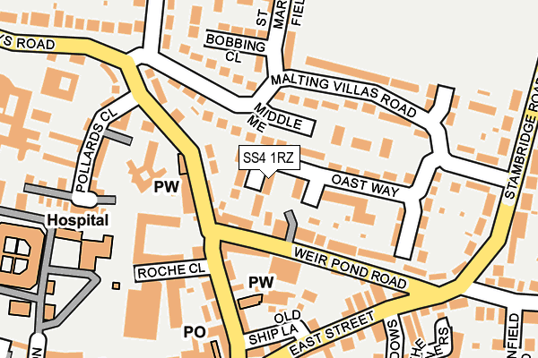 SS4 1RZ map - OS OpenMap – Local (Ordnance Survey) SS4 1RZ map - OS OpenMap – Local (Ordnance Survey)
