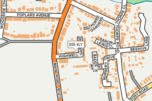 SS5 4LY map - OS OpenMap – Local (Ordnance Survey) SS5 4LY map - OS OpenMap – Local (Ordnance Survey)
