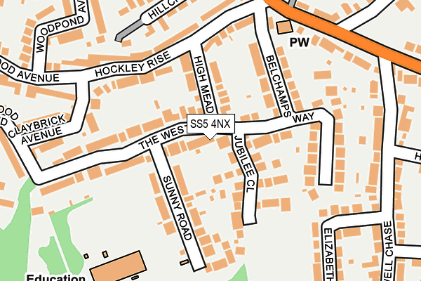 SS5 4NX map - OS OpenMap – Local (Ordnance Survey)