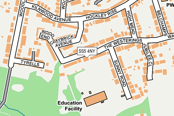 SS5 4NY map - OS OpenMap – Local (Ordnance Survey) SS5 4NY map - OS OpenMap – Local (Ordnance Survey)