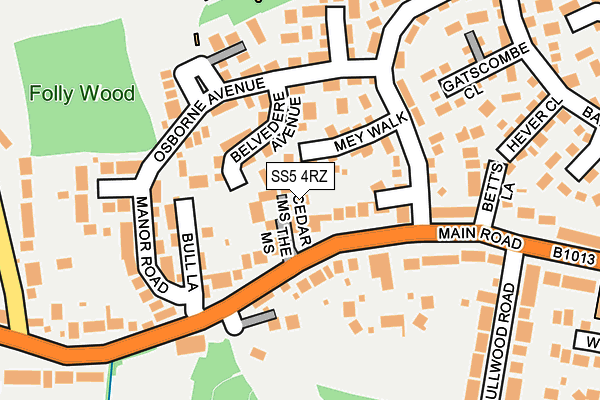 SS5 4RZ map - OS OpenMap – Local (Ordnance Survey) SS5 4RZ map - OS OpenMap – Local (Ordnance Survey)
