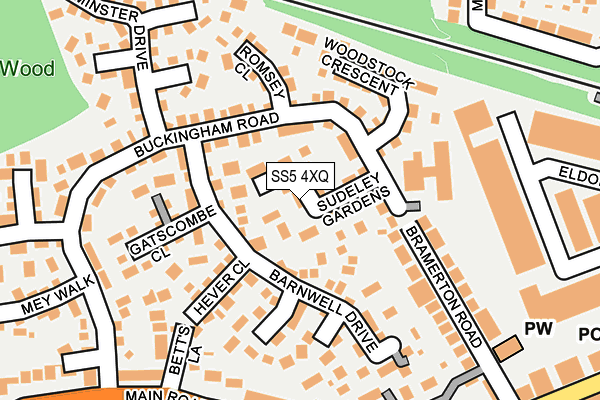 SS5 4XQ map - OS OpenMap – Local (Ordnance Survey) SS5 4XQ map - OS OpenMap – Local (Ordnance Survey)