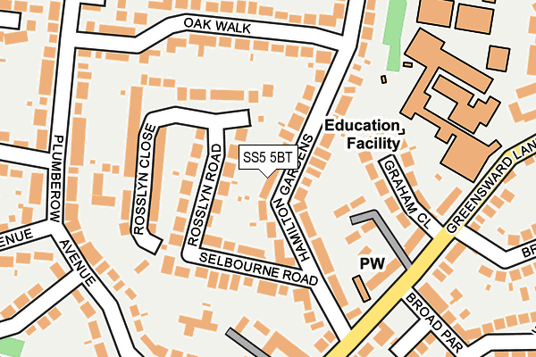 SS5 5BT map - OS OpenMap – Local (Ordnance Survey) SS5 5BT map - OS OpenMap – Local (Ordnance Survey)