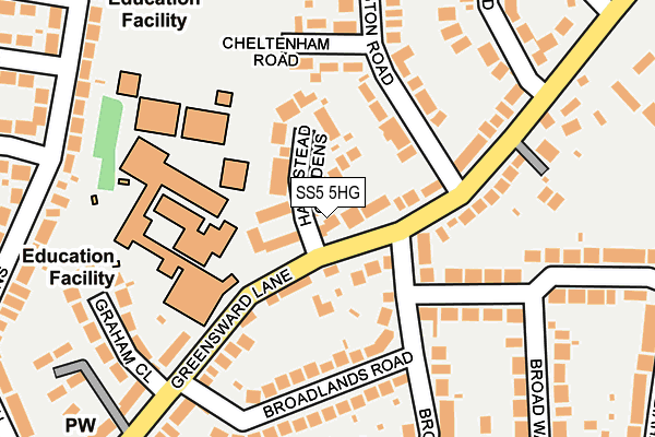 SS5 5HG map - OS OpenMap – Local (Ordnance Survey) SS5 5HG map - OS OpenMap – Local (Ordnance Survey)