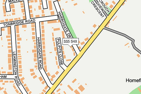 SS5 5HX map - OS OpenMap – Local (Ordnance Survey) SS5 5HX map - OS OpenMap – Local (Ordnance Survey)