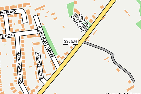 SS5 5JH map - OS OpenMap – Local (Ordnance Survey) SS5 5JH map - OS OpenMap – Local (Ordnance Survey)