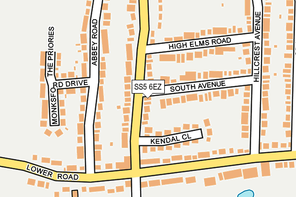 SS5 6EZ map - OS OpenMap – Local (Ordnance Survey) SS5 6EZ map - OS OpenMap – Local (Ordnance Survey)