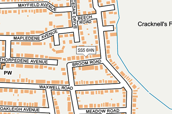 SS5 6HN map - OS OpenMap – Local (Ordnance Survey) SS5 6HN map - OS OpenMap – Local (Ordnance Survey)