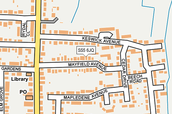 SS5 6JQ map - OS OpenMap – Local (Ordnance Survey) SS5 6JQ map - OS OpenMap – Local (Ordnance Survey)