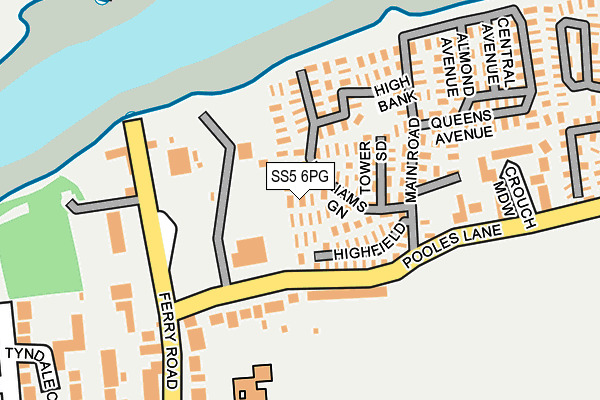 SS5 6PG map - OS OpenMap – Local (Ordnance Survey) SS5 6PG map - OS OpenMap – Local (Ordnance Survey)