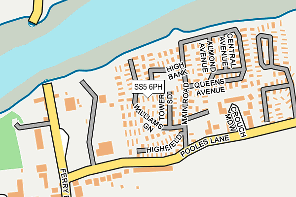 SS5 6PH map - OS OpenMap – Local (Ordnance Survey) SS5 6PH map - OS OpenMap – Local (Ordnance Survey)
