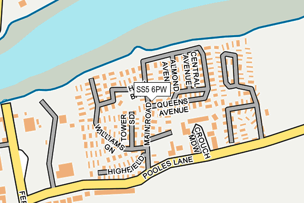 SS5 6PW map - OS OpenMap – Local (Ordnance Survey) SS5 6PW map - OS OpenMap – Local (Ordnance Survey)