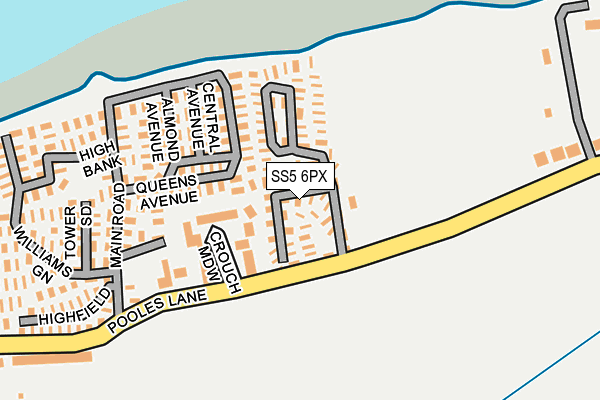 SS5 6PX map - OS OpenMap – Local (Ordnance Survey) SS5 6PX map - OS OpenMap – Local (Ordnance Survey)