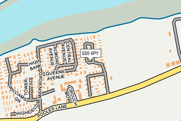 SS5 6PY map - OS OpenMap – Local (Ordnance Survey) SS5 6PY map - OS OpenMap – Local (Ordnance Survey)