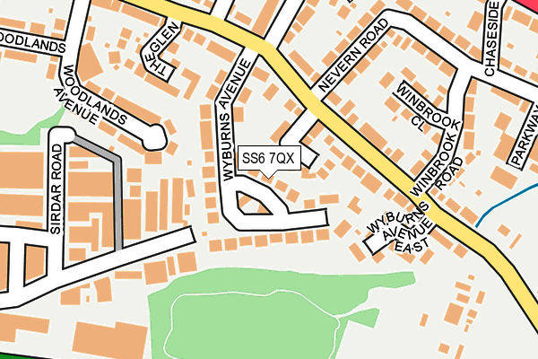 SS6 7QX map - OS OpenMap – Local (Ordnance Survey) SS6 7QX map - OS OpenMap – Local (Ordnance Survey)