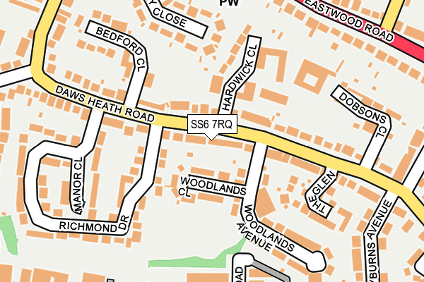 SS6 7RQ map - OS OpenMap – Local (Ordnance Survey) SS6 7RQ map - OS OpenMap – Local (Ordnance Survey)