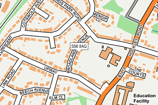 SS6 8AQ map - OS OpenMap – Local (Ordnance Survey) SS6 8AQ map - OS OpenMap – Local (Ordnance Survey)