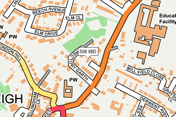 SS6 8BD map - OS OpenMap – Local (Ordnance Survey) SS6 8BD map - OS OpenMap – Local (Ordnance Survey)