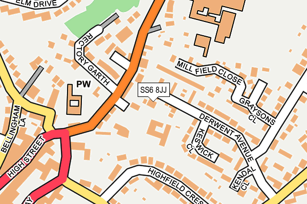 SS6 8JJ map - OS OpenMap – Local (Ordnance Survey) SS6 8JJ map - OS OpenMap – Local (Ordnance Survey)