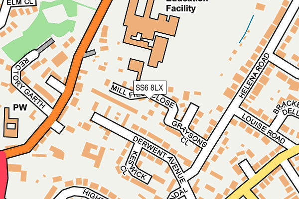 SS6 8LX map - OS OpenMap – Local (Ordnance Survey) SS6 8LX map - OS OpenMap – Local (Ordnance Survey)