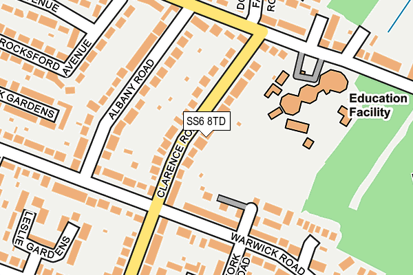 SS6 8TD map - OS OpenMap – Local (Ordnance Survey) SS6 8TD map - OS OpenMap – Local (Ordnance Survey)
