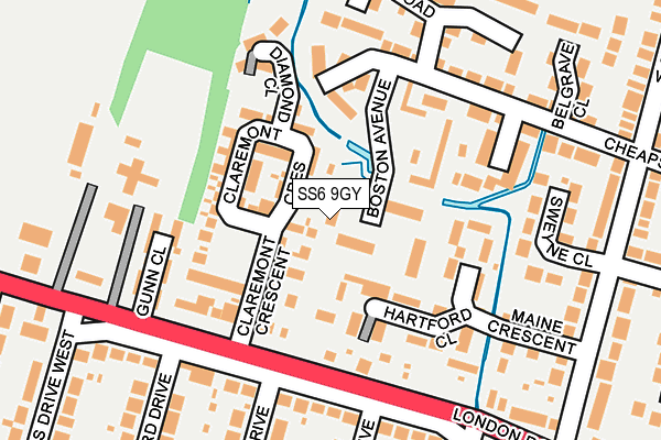 SS6 9GY map - OS OpenMap – Local (Ordnance Survey) SS6 9GY map - OS OpenMap – Local (Ordnance Survey)