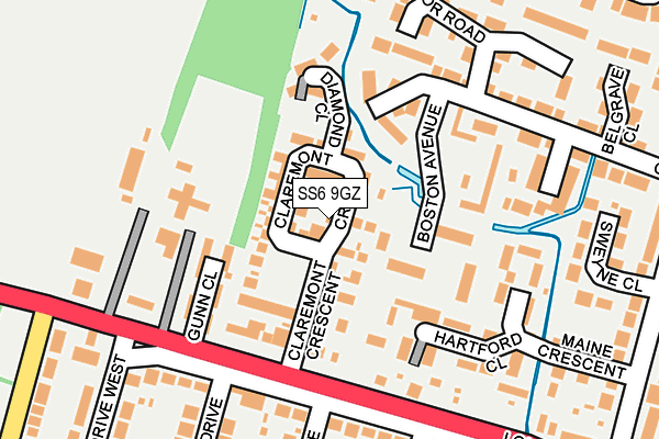 SS6 9GZ map - OS OpenMap – Local (Ordnance Survey) SS6 9GZ map - OS OpenMap – Local (Ordnance Survey)