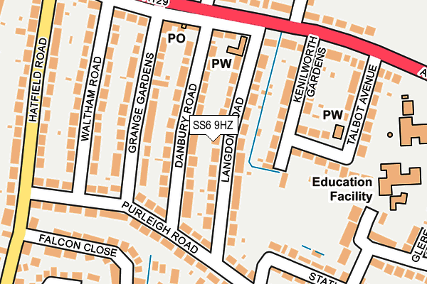 SS6 9HZ map - OS OpenMap – Local (Ordnance Survey)