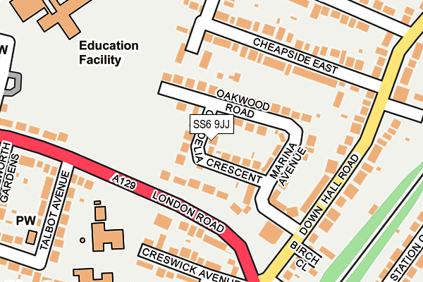 SS6 9JJ map - OS OpenMap – Local (Ordnance Survey) SS6 9JJ map - OS OpenMap – Local (Ordnance Survey)