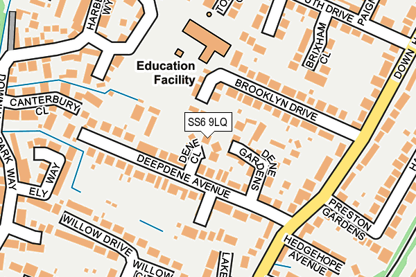 SS6 9LQ map - OS OpenMap – Local (Ordnance Survey) SS6 9LQ map - OS OpenMap – Local (Ordnance Survey)