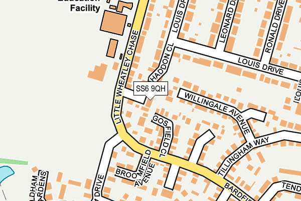 SS6 9QH map - OS OpenMap – Local (Ordnance Survey) SS6 9QH map - OS OpenMap – Local (Ordnance Survey)