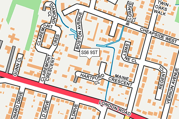 SS6 9ST map - OS OpenMap – Local (Ordnance Survey) SS6 9ST map - OS OpenMap – Local (Ordnance Survey)