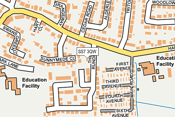 SS7 3QW map - OS OpenMap – Local (Ordnance Survey) SS7 3QW map - OS OpenMap – Local (Ordnance Survey)