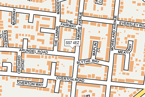 SS7 4EZ map - OS OpenMap – Local (Ordnance Survey) SS7 4EZ map - OS OpenMap – Local (Ordnance Survey)