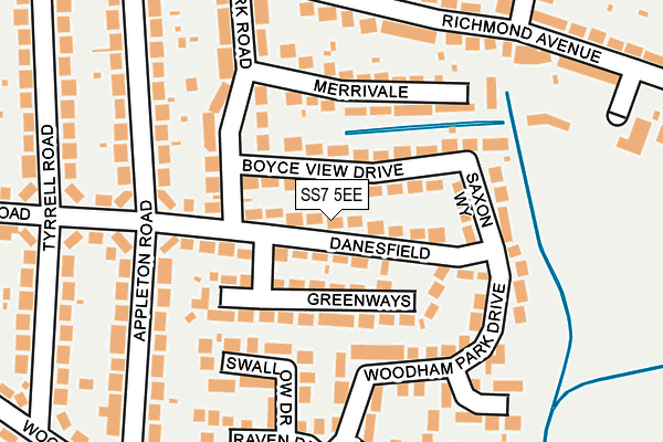SS7 5EE map - OS OpenMap – Local (Ordnance Survey) SS7 5EE map - OS OpenMap – Local (Ordnance Survey)
