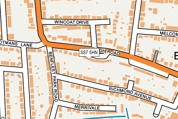SS7 5HN map - OS OpenMap – Local (Ordnance Survey) SS7 5HN map - OS OpenMap – Local (Ordnance Survey)