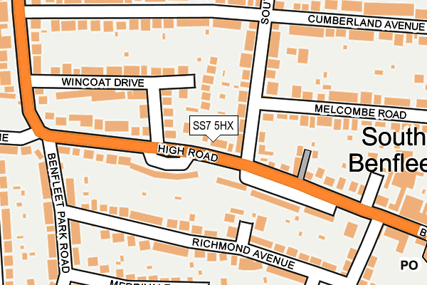 SS7 5HX map - OS OpenMap – Local (Ordnance Survey) SS7 5HX map - OS OpenMap – Local (Ordnance Survey)