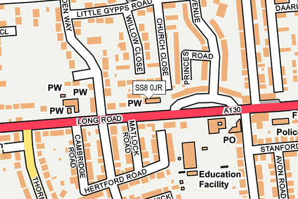 SS8 0JR map - OS OpenMap – Local (Ordnance Survey) SS8 0JR map - OS OpenMap – Local (Ordnance Survey)