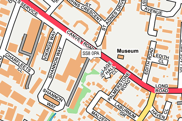 SS8 0PA map - OS OpenMap – Local (Ordnance Survey) SS8 0PA map - OS OpenMap – Local (Ordnance Survey)